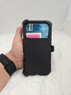 Black Rugged iPhone 17 Case with Belt Clip and screen protector