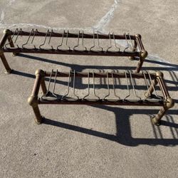 Set of Vintage Heavy Duty Brass Bar Rack for Glassware