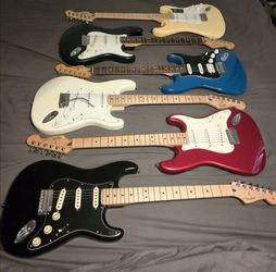 Fender player Stratocaster Electric Guitar red blue green black white 6 string