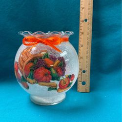 Autumn Theme Glass Tea Candle Holder