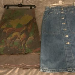 Ladies Skirts. New Denim Maxi J Crew Or Vintage New Wool Horse Squirrel Custo Barcelona $40 Each 