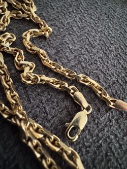 14K Solid Gold Chain 24" + Cross Pendant | 3.2mm | Heavy 31gr, Unique | Fullerton