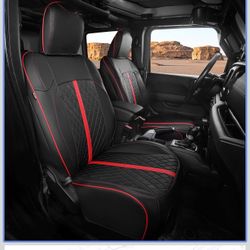 for Jeep Wrangler Seat Covers 4Door JL 2018 2019 2020 2021 2022 2023 2024 2025, Custom Car Seat Cover Full Set, Luxury Waterproof Leather Seat Protect