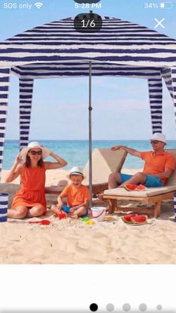 Beach Cabana Tent Sun Shelter – UPF 50+ Easy Setup Cool Canopy Tent Sun Shade with Side Wall, Wind Resistant Beach Cabana for Whole Family
