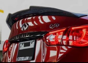 Carbon Fiber Style Spoiler + 4-Piece Front Lip Set – Fits 2014+ Infiniti Q50