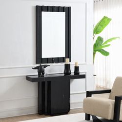 2PCS SET CONSOLE SET BLACK MIRRORED  (AC) $549  DELIVER AVAILABLE