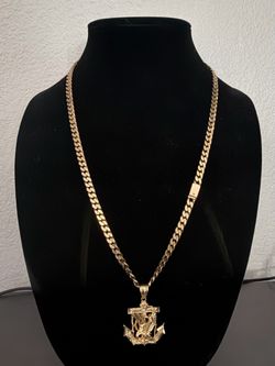 14k solid eagle pendant & 10k solid Cuban link chain