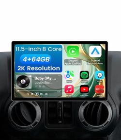 Car Stereo Radio Jeep Wrangler 2007-2018, Grand Cherokee 2005-2011, Wireless CarPlay Android Auto, 11.5” Touch Screen Head Units, Backup Camera