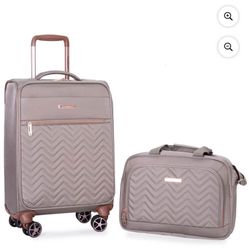 Travelhouse Carry On Luggage Softside Lightweight Suitcase with Spinner Wheels. (Khaki)
