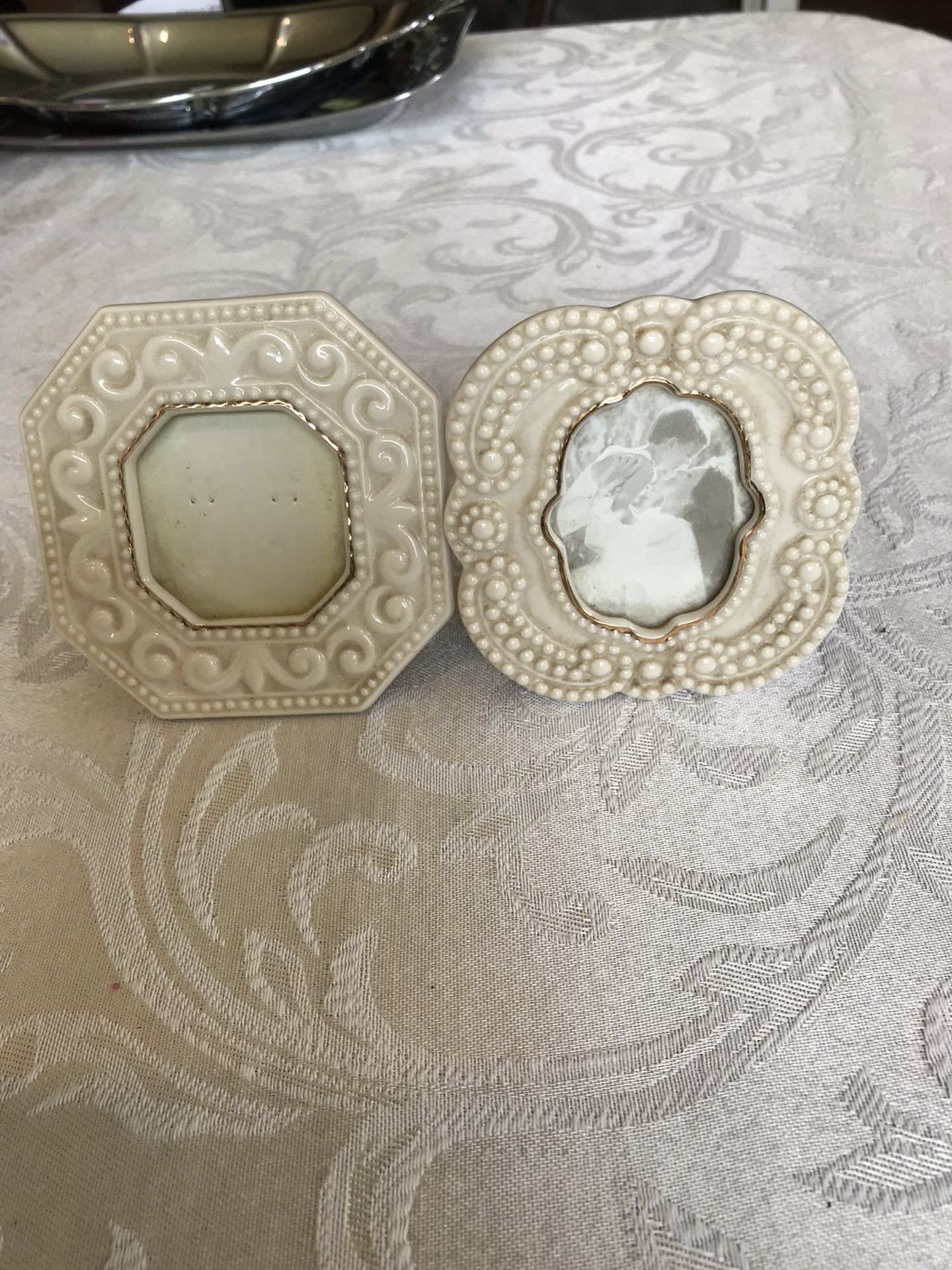 Classic Lenox China Beaded Mini Frames, Set of 2
