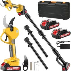 Electric Pruning Shears Cordless 2.6 Inches & Electric Pole Pruner 2-IN-1 with 8ft Pole Reach To 14ft, 2 * 2Ah Battery Pruning Shears, Cordless Pole P
