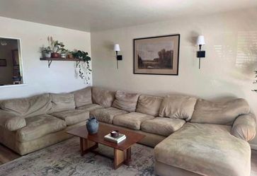 Large Beige Sectional Sofa with Chaise