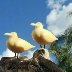 Vintage Burl Wood Driftwood SEAGULLS STATUE 6"X 4" Inches Beautiful!