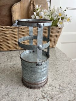Galvanized candle holder $5