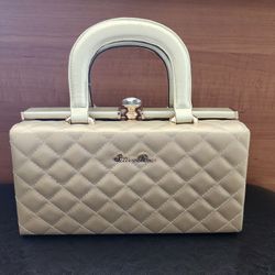 Beige/Gold Tone Purse