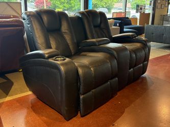 Black Power Recliner 2-Seater w/ Console