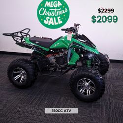 ATV For Sale in Sacramento, HUGE CHRISTMAS SALE! Sporty 150cc Quad – Green Sticker, Big Tires, Great Suspension & Affordable Price! ONLY $2099 