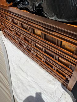 Dresser , side table , head board and mirror real wood from the 70’s