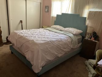 Platform Velvet Bed With Box spring