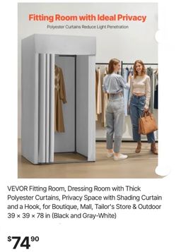 VEVOR Fitting Room, Dressing Room with Thick Polyester Curtains, Privacy Space with Shading Curtain and a Hook, for Boutique,