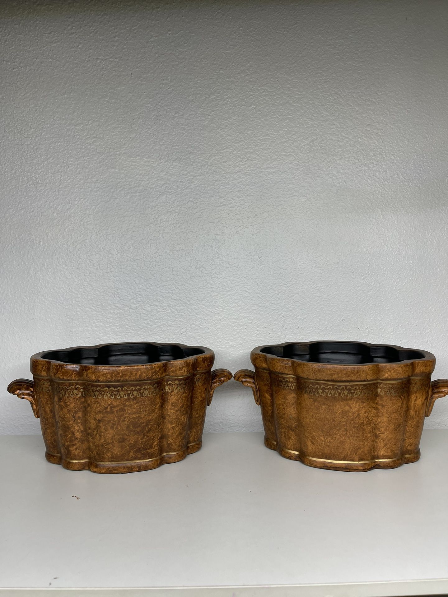Large Brown Ceramic Pots—Planters with Two Handles ($20 each)
