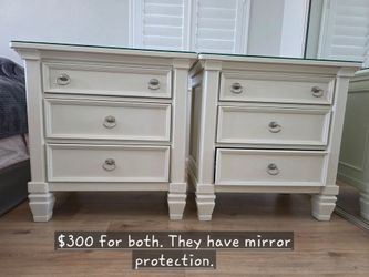 Two White Drawers With Top Mirror  From  Ashley