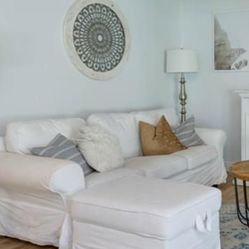 IKEA Slipcover Couch And Ottoman 