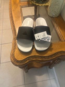 Size13 Adidas Slides (silver & black)