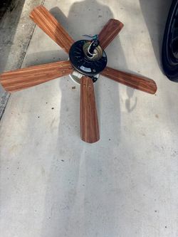 5-Blade Ceiling Fan with Wood-Tone Blades