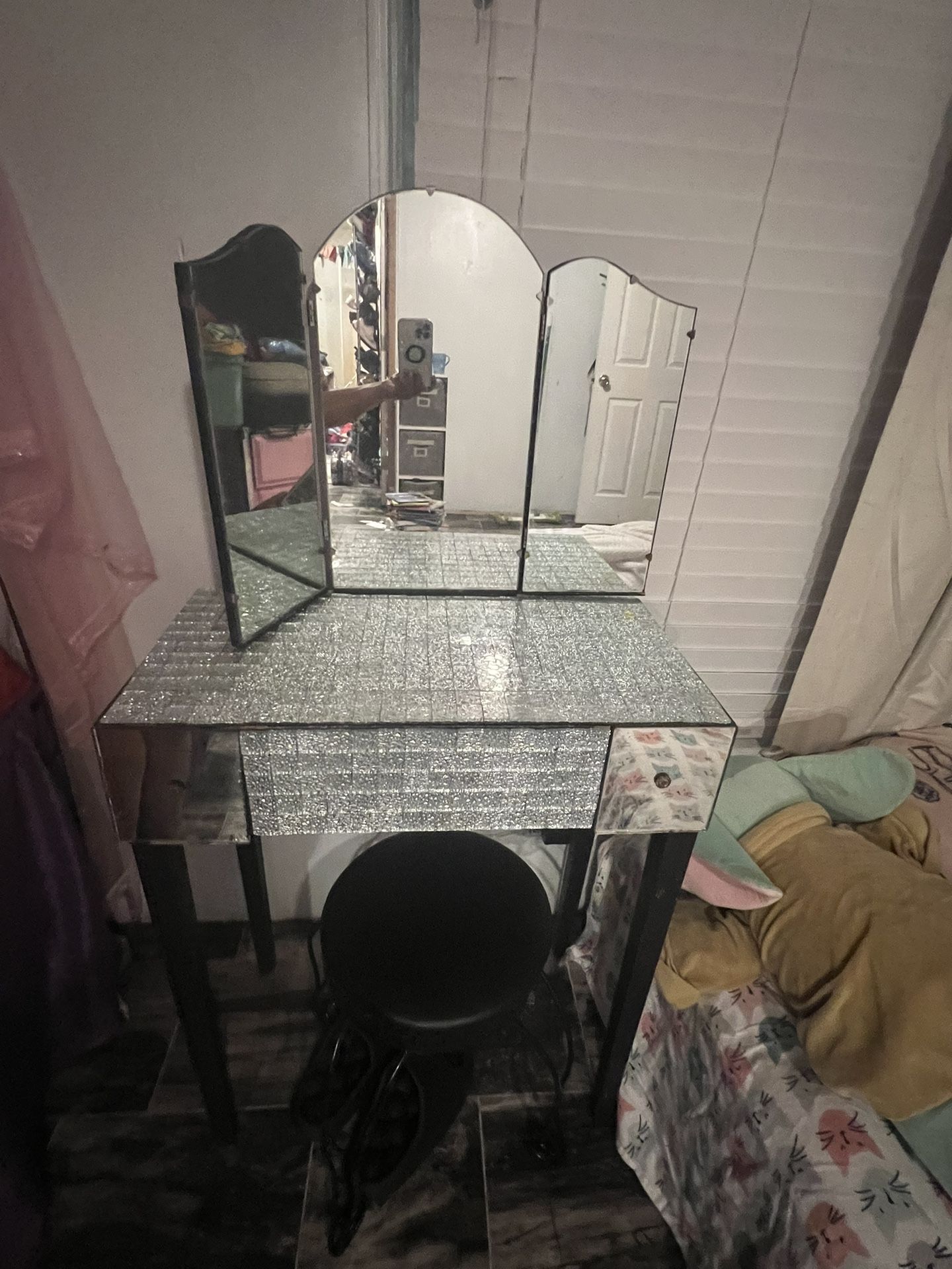 vanity  with chair