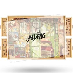 1500 Pieces Rotating Jigsaw Puzzle Board with 4 Drawers and Cover