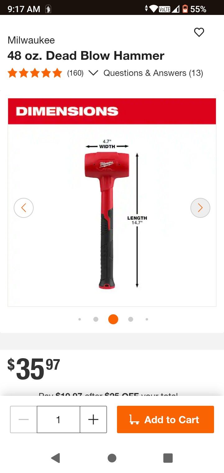 Milwaukee 48oz Deadblow Hammer