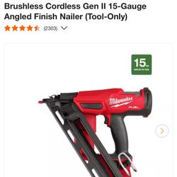 Milwaukee M18 FUEL 18-Volt Lithium-Ion Brushless Cordless Gen II 15-Gauge Angled Finish Nailer (Tool-Only