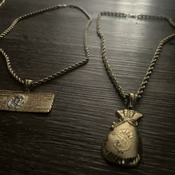 5 - 10K Gold Chains /ropes & 3 Pendents  