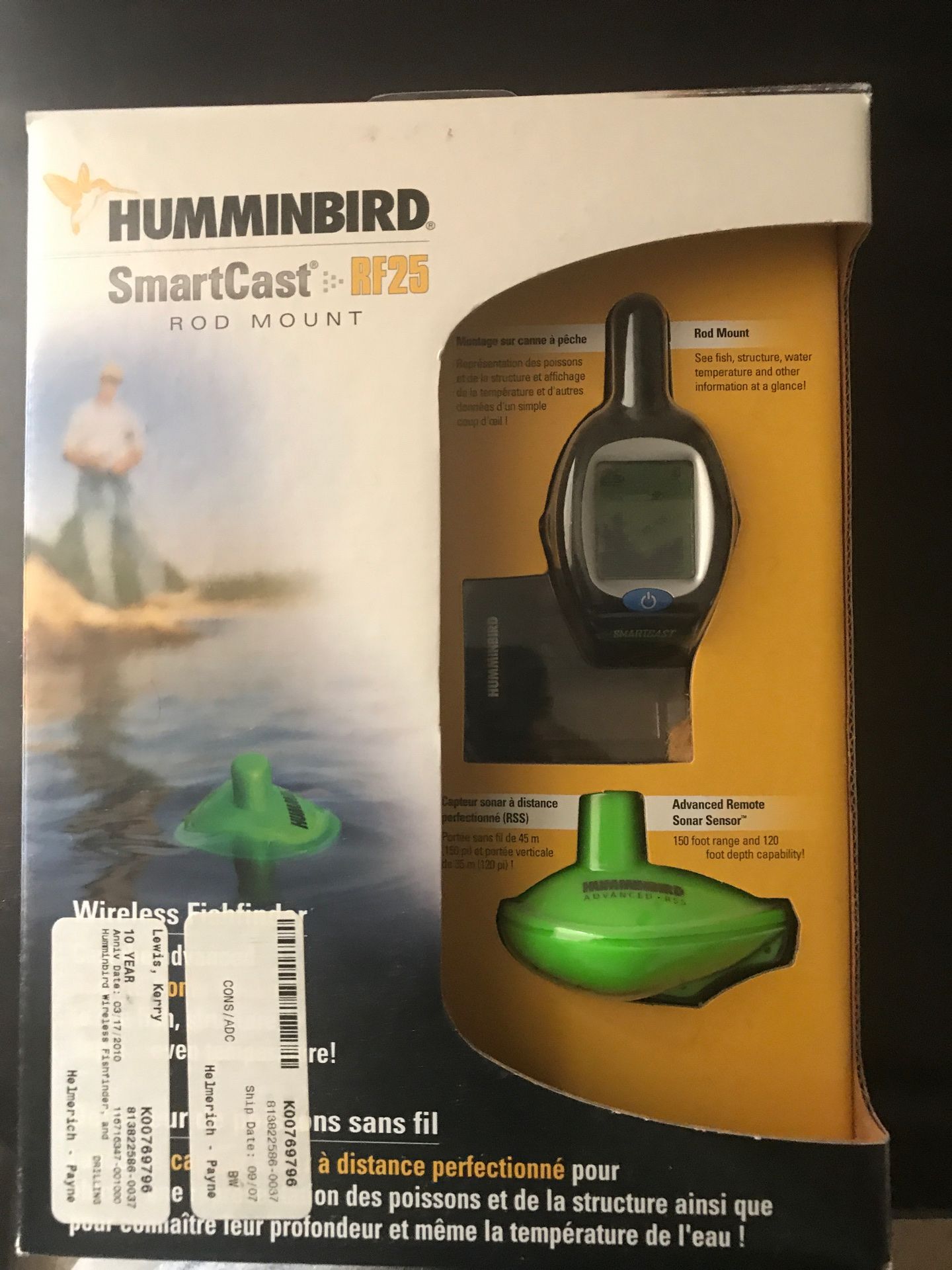 Hummingbird smart cast rf 25 rod mount fish finder