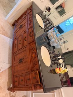 Double Sink Bathroom Vanity with Granite Top