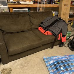 Brown microsuede Pull Out Couch