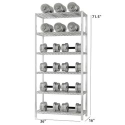 Chrome 6-Shelf Shelving Unit, Changeable into 2 of 3-Shelf Units, 72”H X 36”W X 16”D Adjustable Heavy Duty Steel Wire Shelves, 350 lbs Loading Capacit