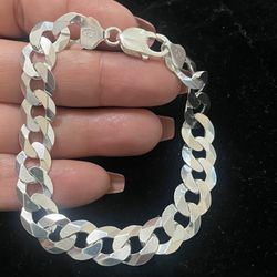 Men’s 925 Sterling Silver Curb Link Bracelet 12mm