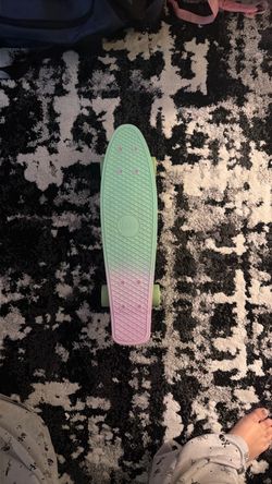 penny board mint green into pink
