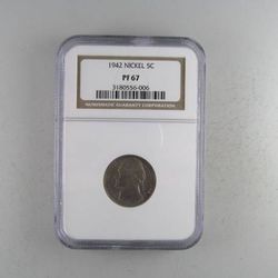1942 Jefferson Nickel, NGC PF-67 -- ONLY 29,600 COINS MINTED!