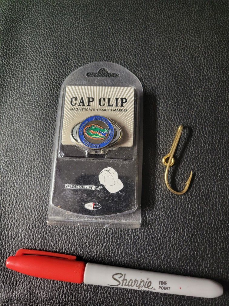 Gators Cap Clip & Ball Marker, And A Fishing Hook Cap Clip