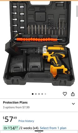 Lithium Electric Drill Cordless Driver Battery Powered Drill Electric Kit Handheld 2 x 21V 1200mAh Batteries 3 Speed LED Light 10mm Chuck for Wood Ste