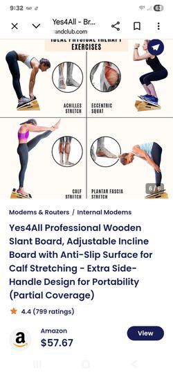 Yes4All Professional Wooden Slant Board, Adjustable Incline Board with Anti-Slip Surface for Calf Stretching