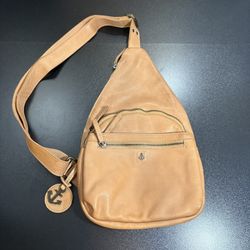 Harbo 2nd Leather Sling Crossbody Boho Purse Backpack Zip Tan Medium Travel Bag 