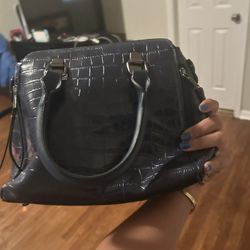 Blue snakeskin bag 