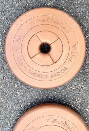 Set Of 2 Ted Williams Sears Roebuck And Co 10Lbs Weight Plates Gym Exercise Sport Fitness Gear
