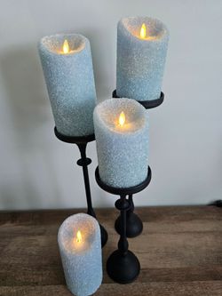 $50.00 - Stunning Luminara Candles Set, Flickering/Timer/Battery Operated!  High-quality/Like New Condition - Batteries Included!