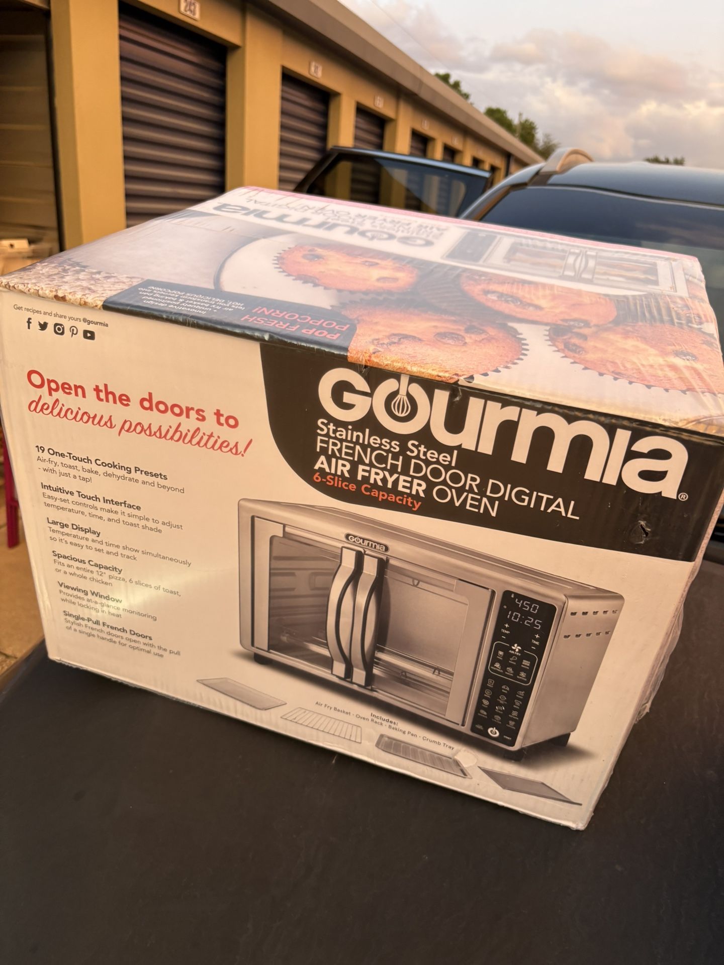 Baking Pan Gourmia Digital French Door Air Fryer NEW Gourmia Stainless  Steel French Door Digital Air Fryer Oven –