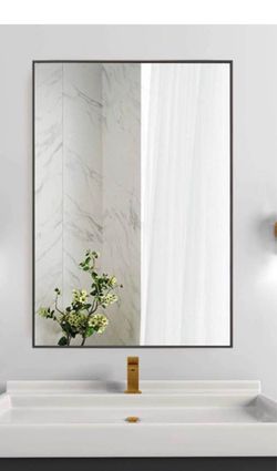 Rectangular Wall Mirror with Black Frame